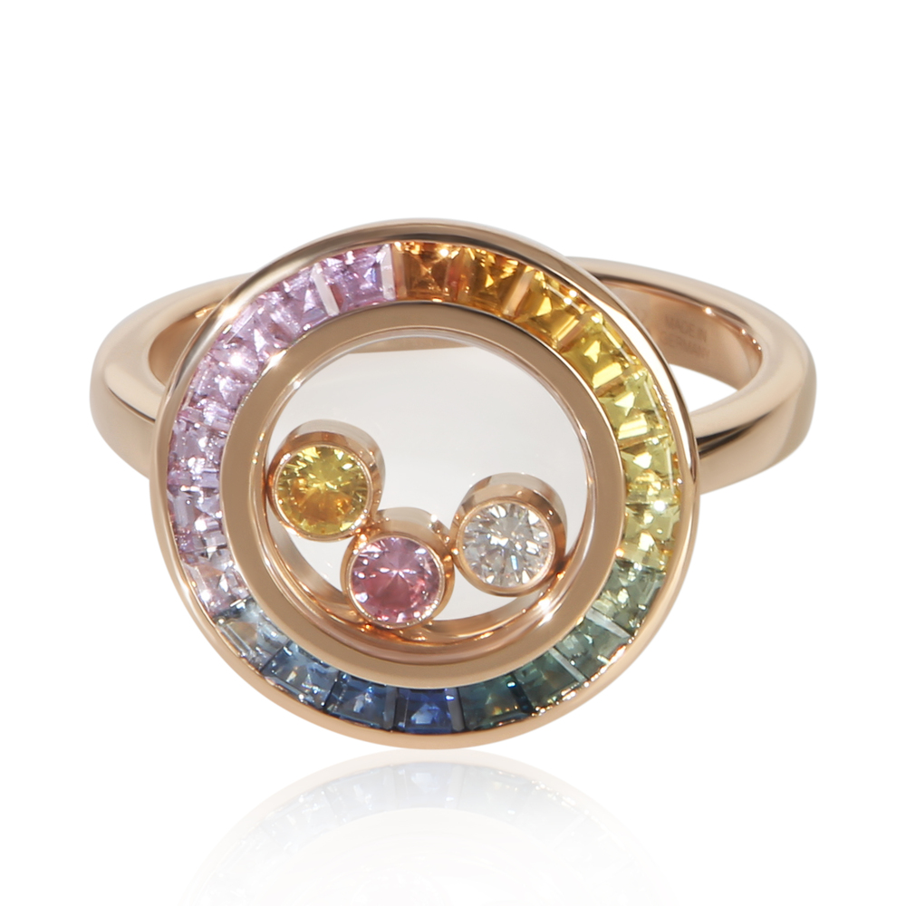 Chopard Rose Gold Sapphire and Diamond Happy Diamond Ring